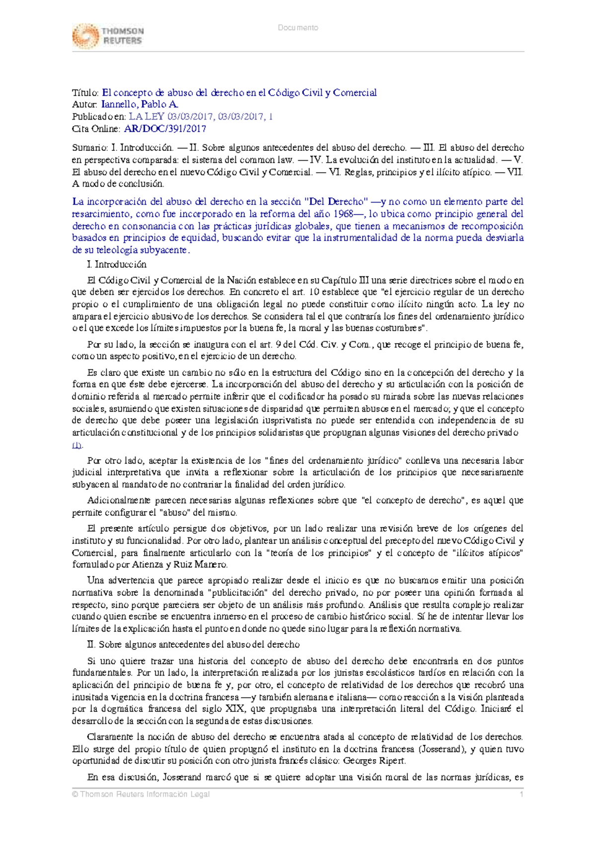 El abuso del derecho en el Código Civil y Comercial: Análisis y ...