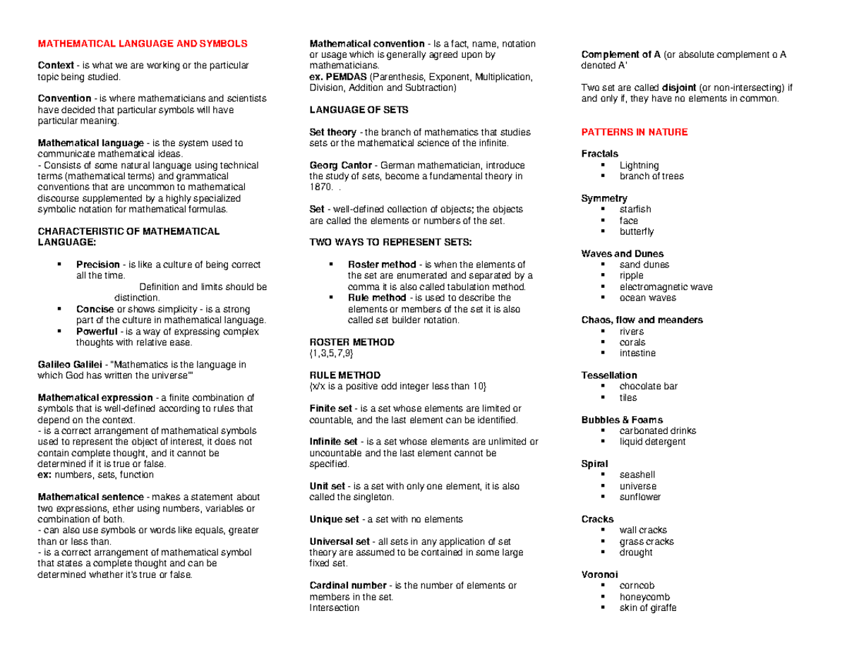 Mathematics 101: Exploring Mathematical Language, Symbols, and ...