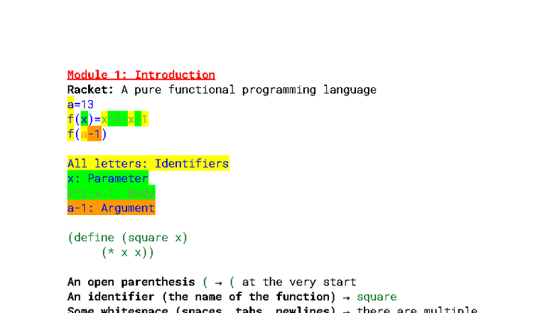 CS115 - Module 1: Introduction to Racket Programming Concepts - Studocu