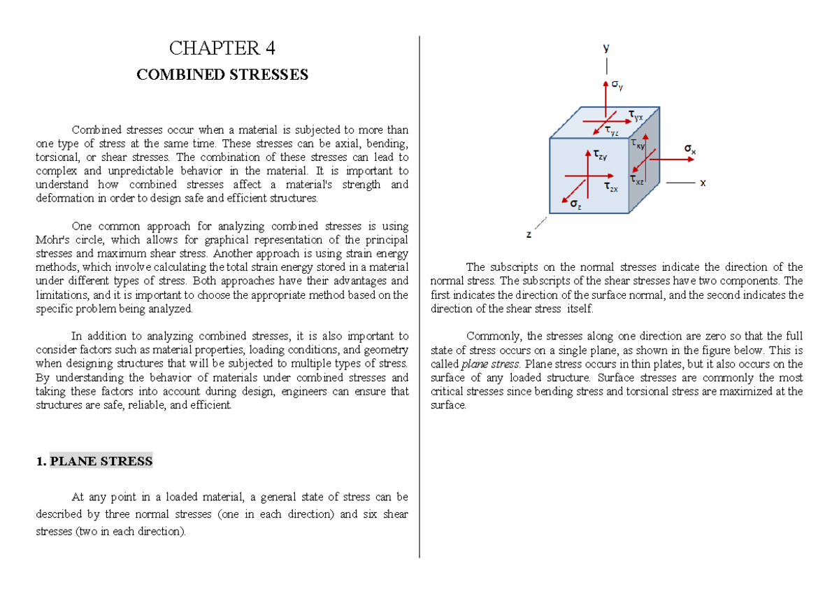 MDB-Module-4 - Combined Stresses & Thermal Stress Notes for Civil Eng ...