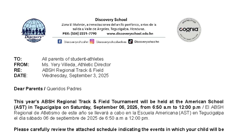 ABSH Regional Track & Field Tournament Info 2025-2026 - Studocu
