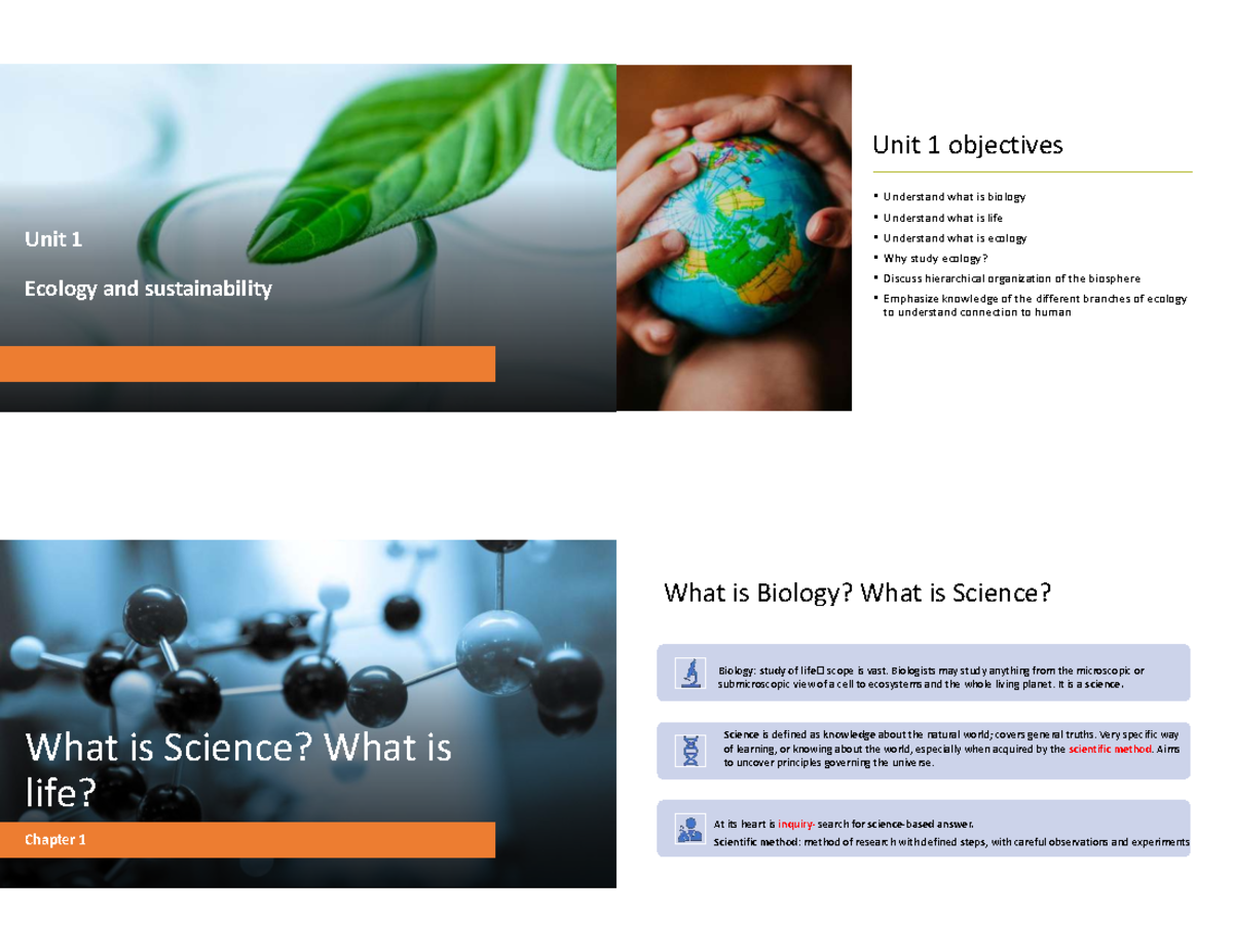 Biology 101: Overview of Life, Ecology, and the Scientific Method - Studocu