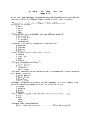 LAS - English 10 - Learning Activity Sheet for Grade 10 - Matthew ...