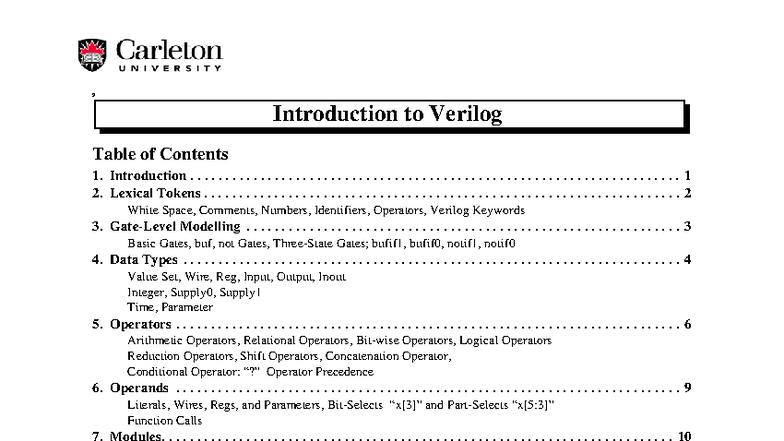 Introduction to Verilog (Course Code: 9) - Comprehensive Guide - Studocu