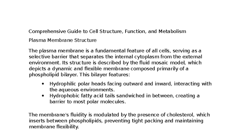 Comprehensive Study Guide on Cell Structure & Function (BIO 101) - Studocu