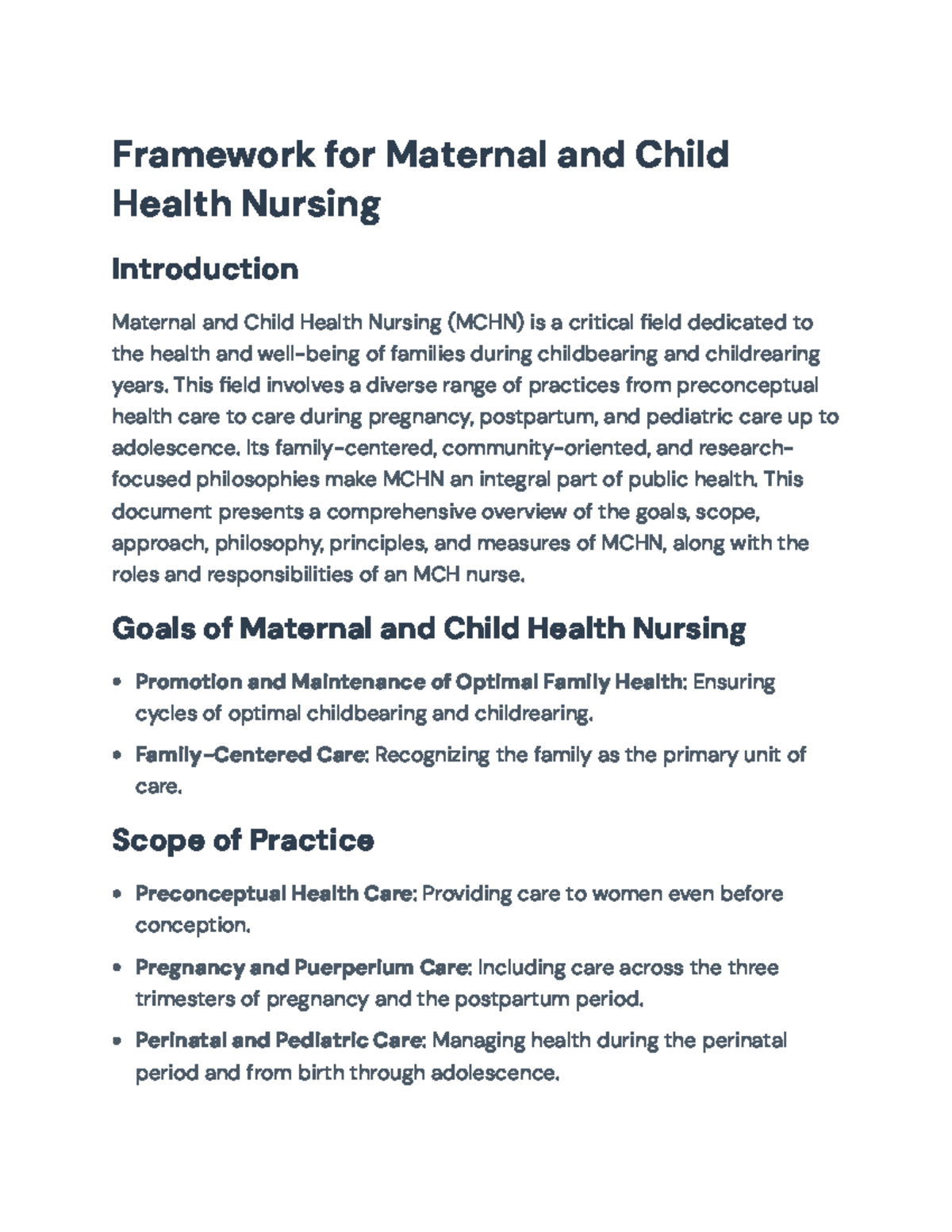 Comprehensive Overview of Maternal and Child Health Nursing (MCHN ...