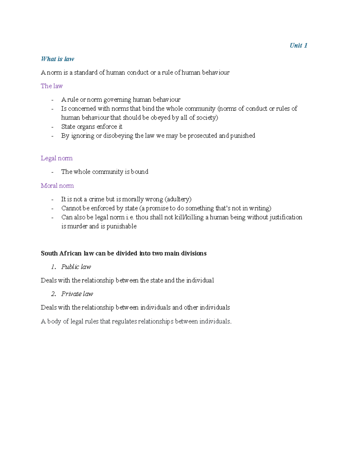 Introduction to Law (LAW101) - Comprehensive Study Guide Notes - Studocu