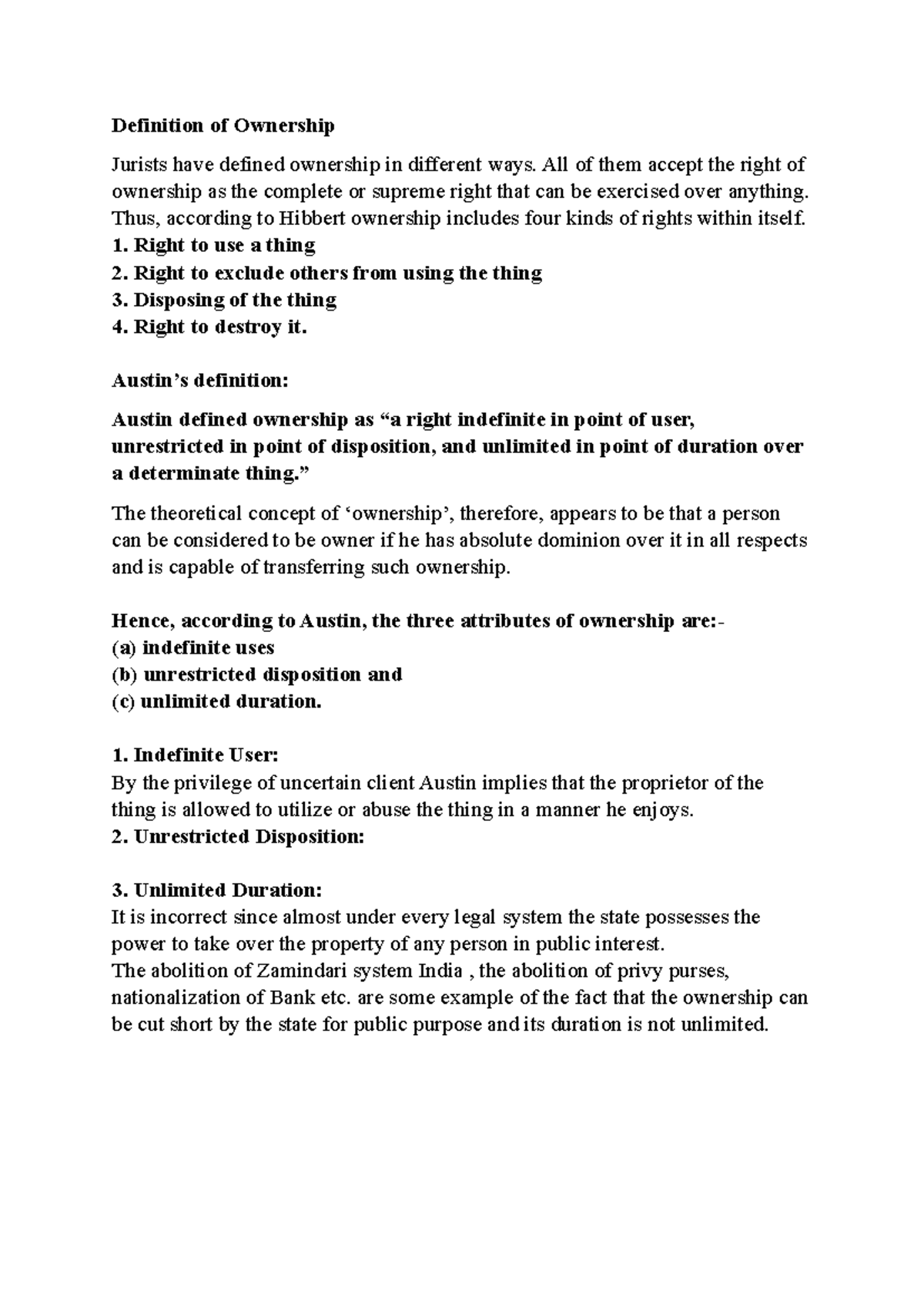 Module 7 - Ownership: Definitions, Rights, and Critiques - Studocu