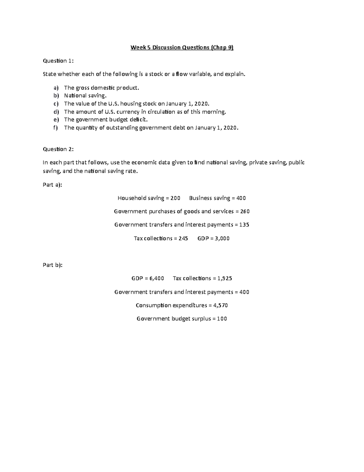 Week 5 Discussion Questions - Week 5 Discussion Questions (Chap 9 ...