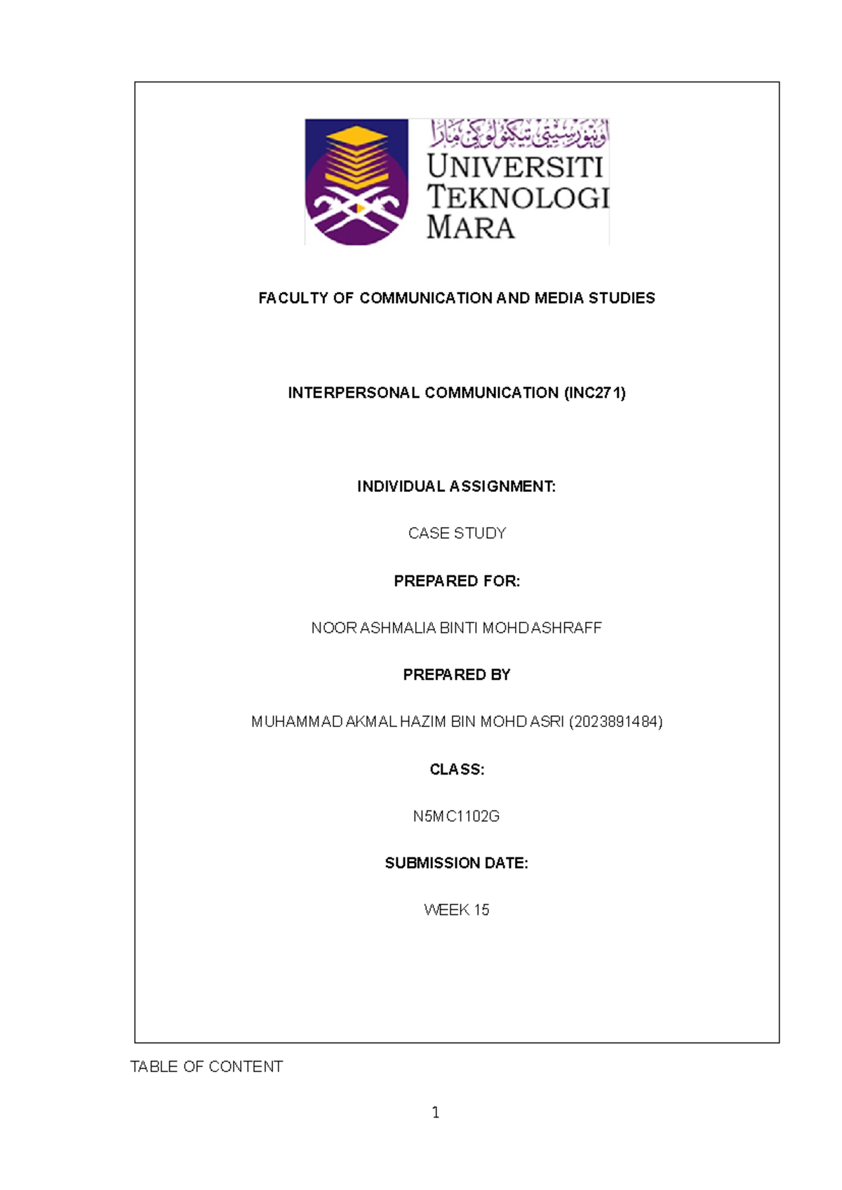 INC271 Individual Assignment: Case Study on Interpersonal Communication ...
