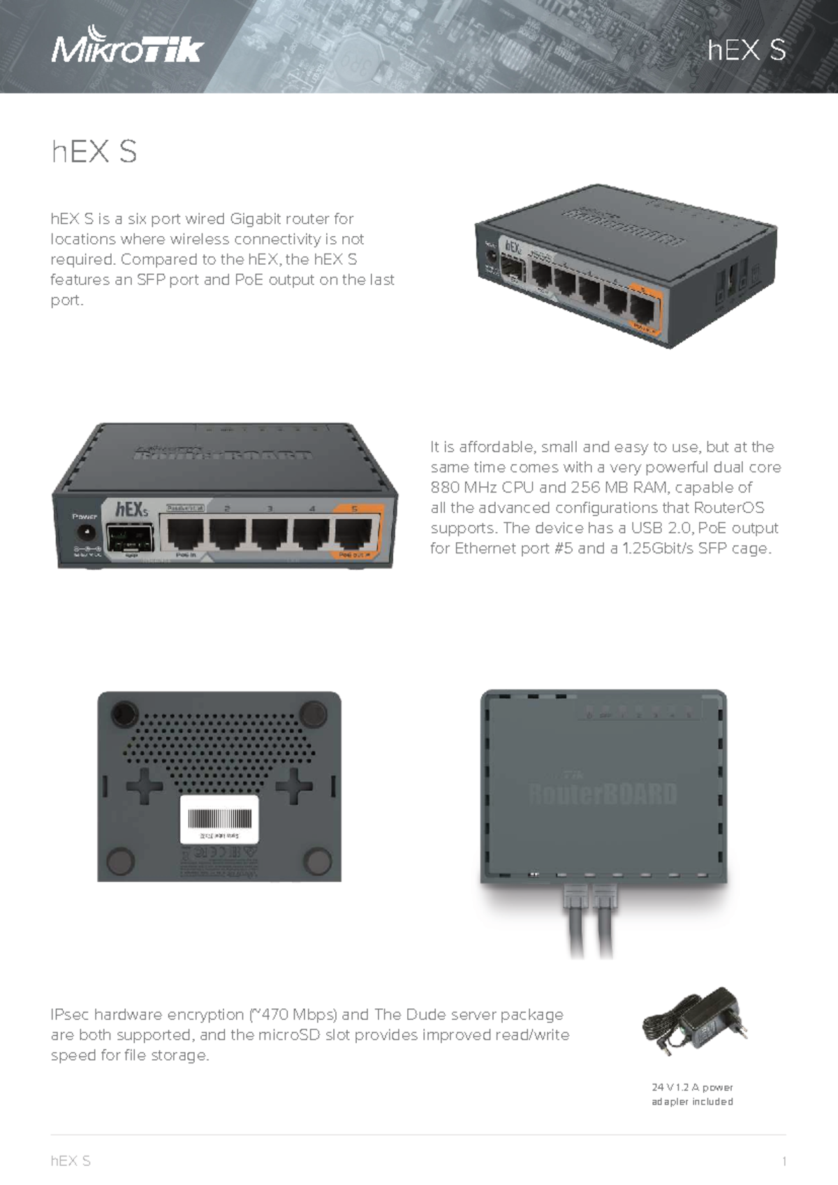 hEX S Gigabit Router Datasheet - Six Port Wired Specs - Studocu
