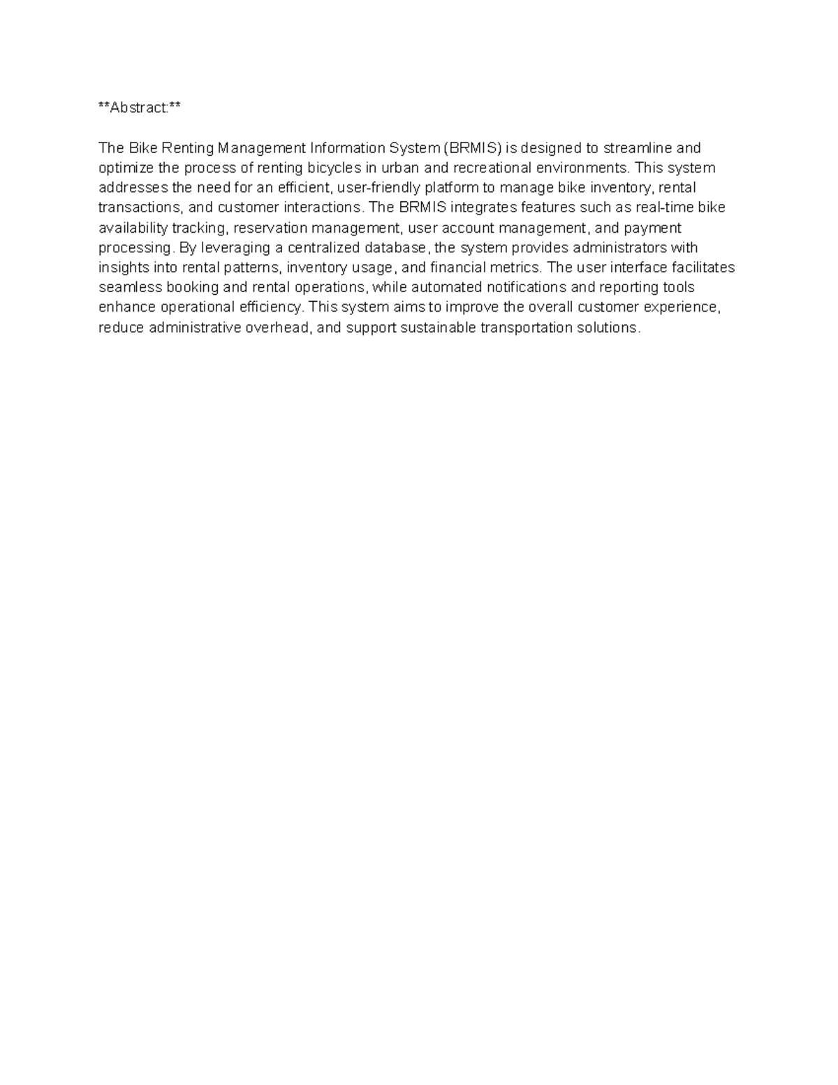 Abstract lefty - Tutorial work in ICT - Abstract: The Bike Renting ...