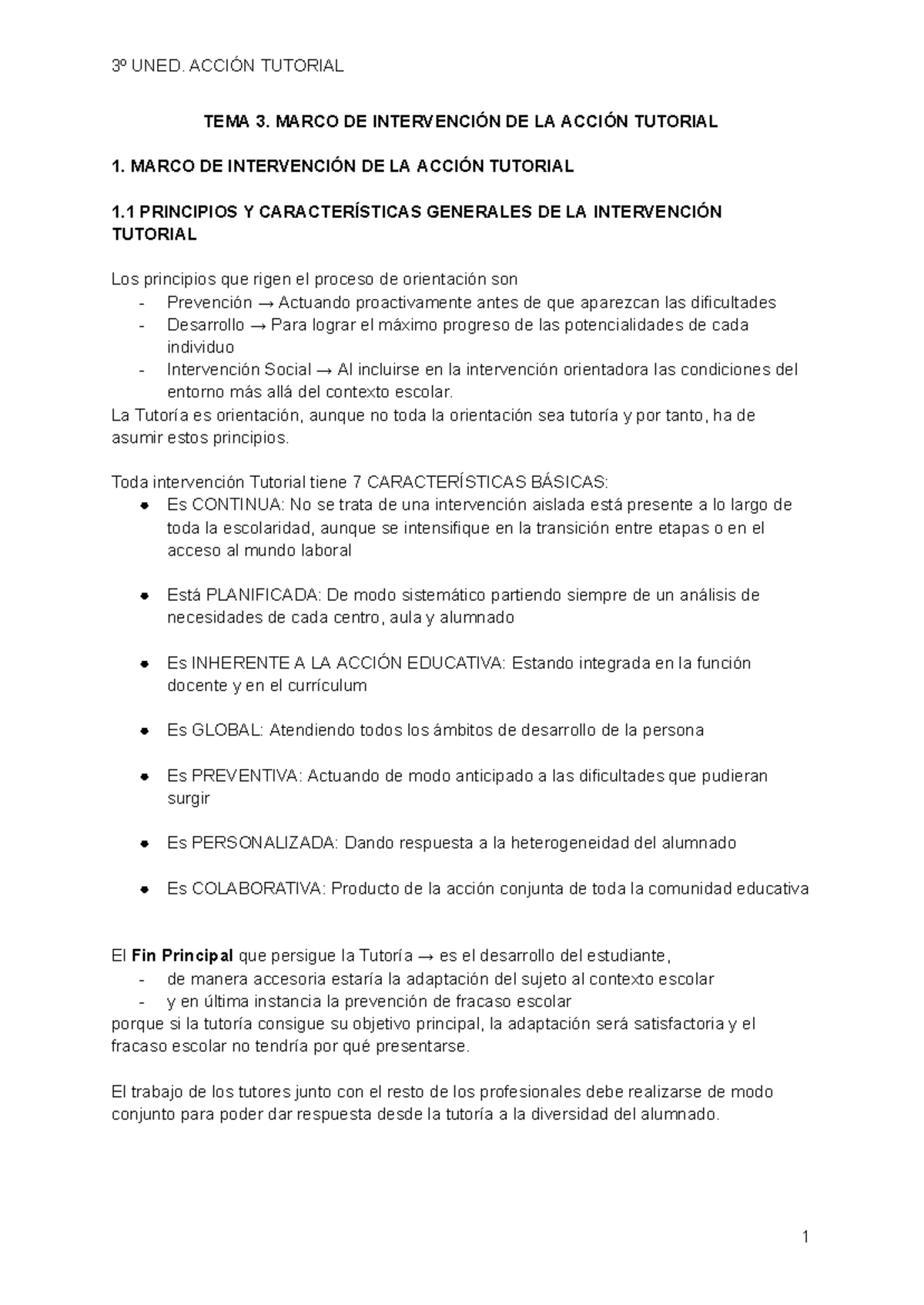 3º UNED. ACCIÓN TUTORIAL TEMA 3: MARCO DE INTERVENCIÓN EN TUTORÍA - Studocu