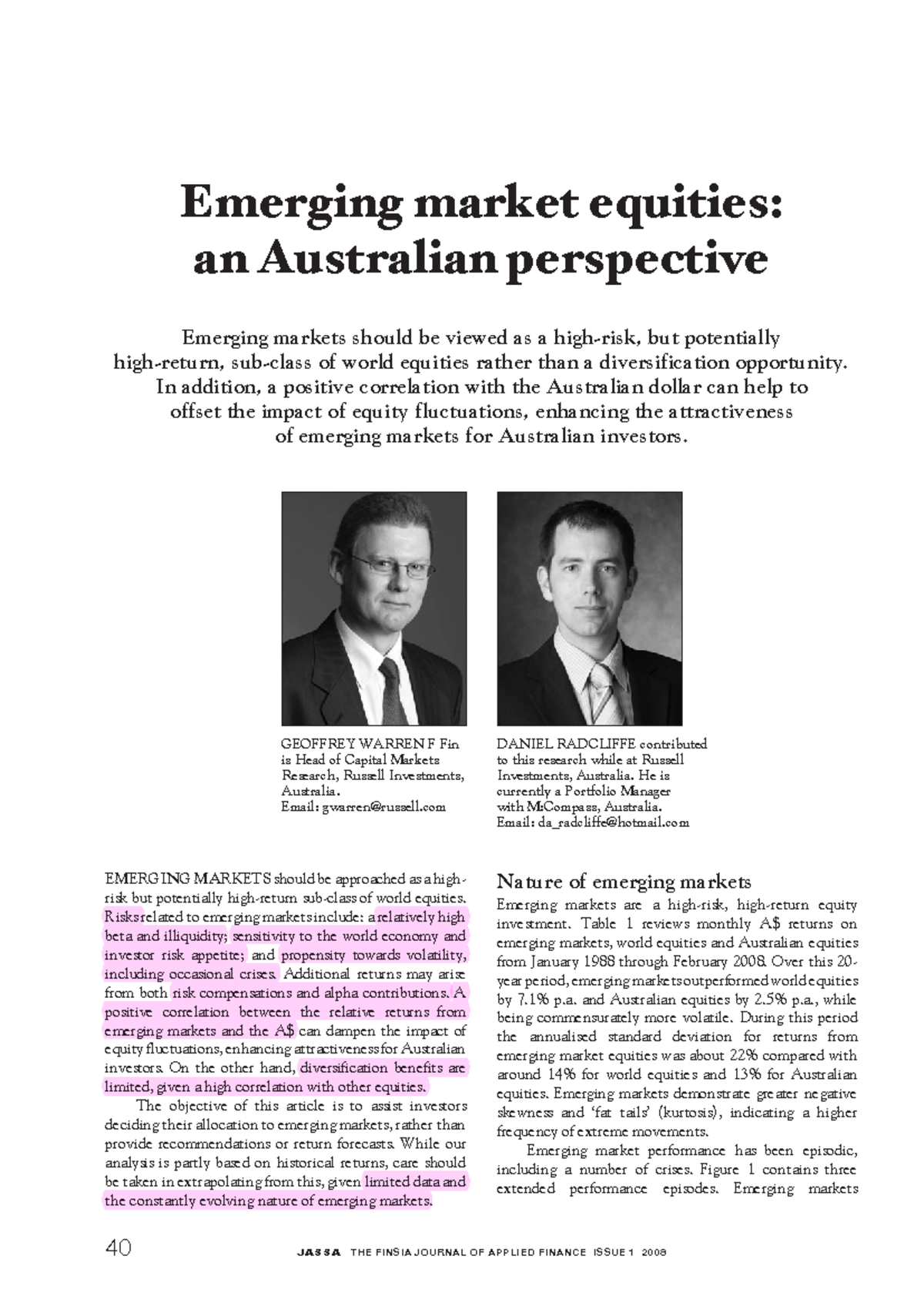Examinable 1 - Emerging market equities - Emerging market equities: an ...