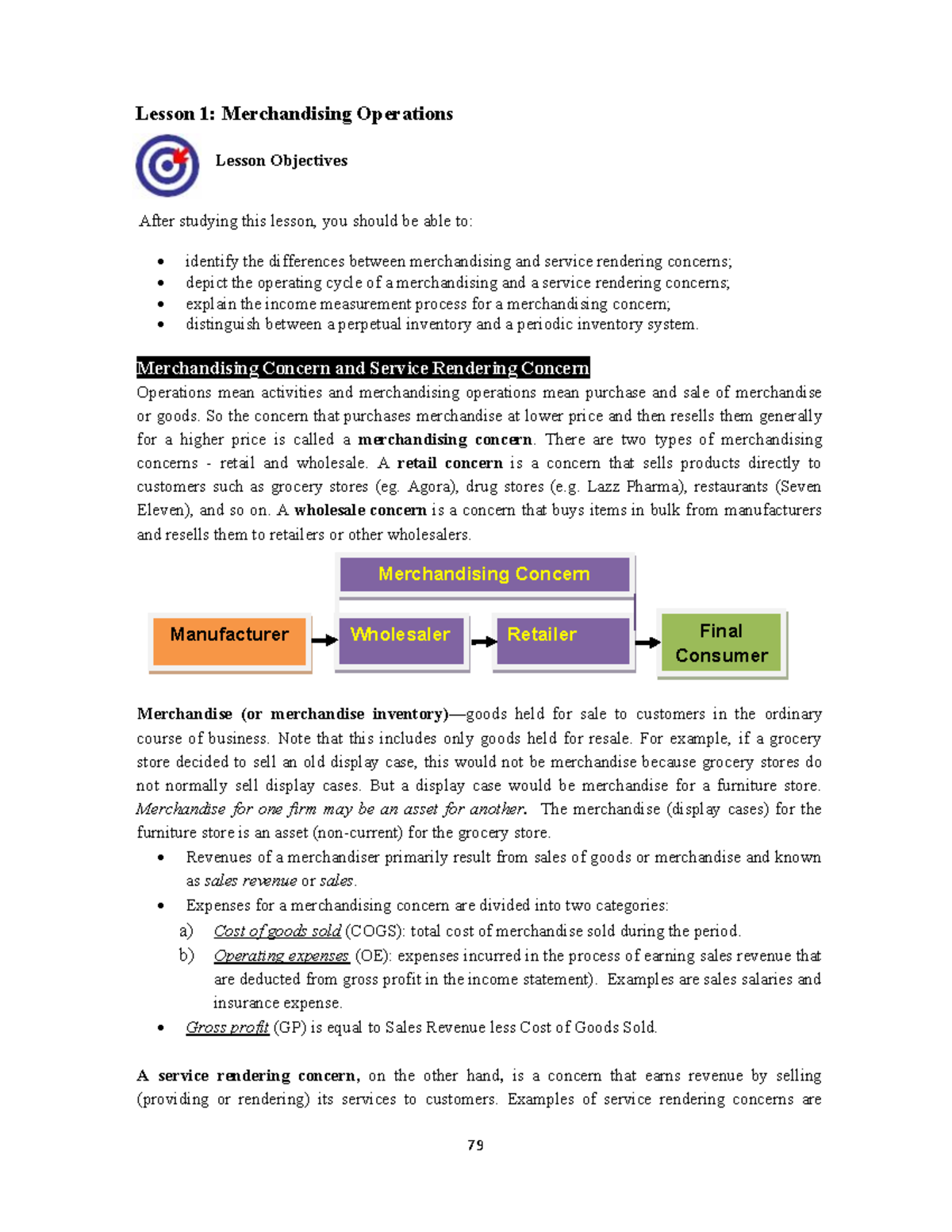 Lesson 1: Merchandising Operations Overview - ACC101 - Studocu