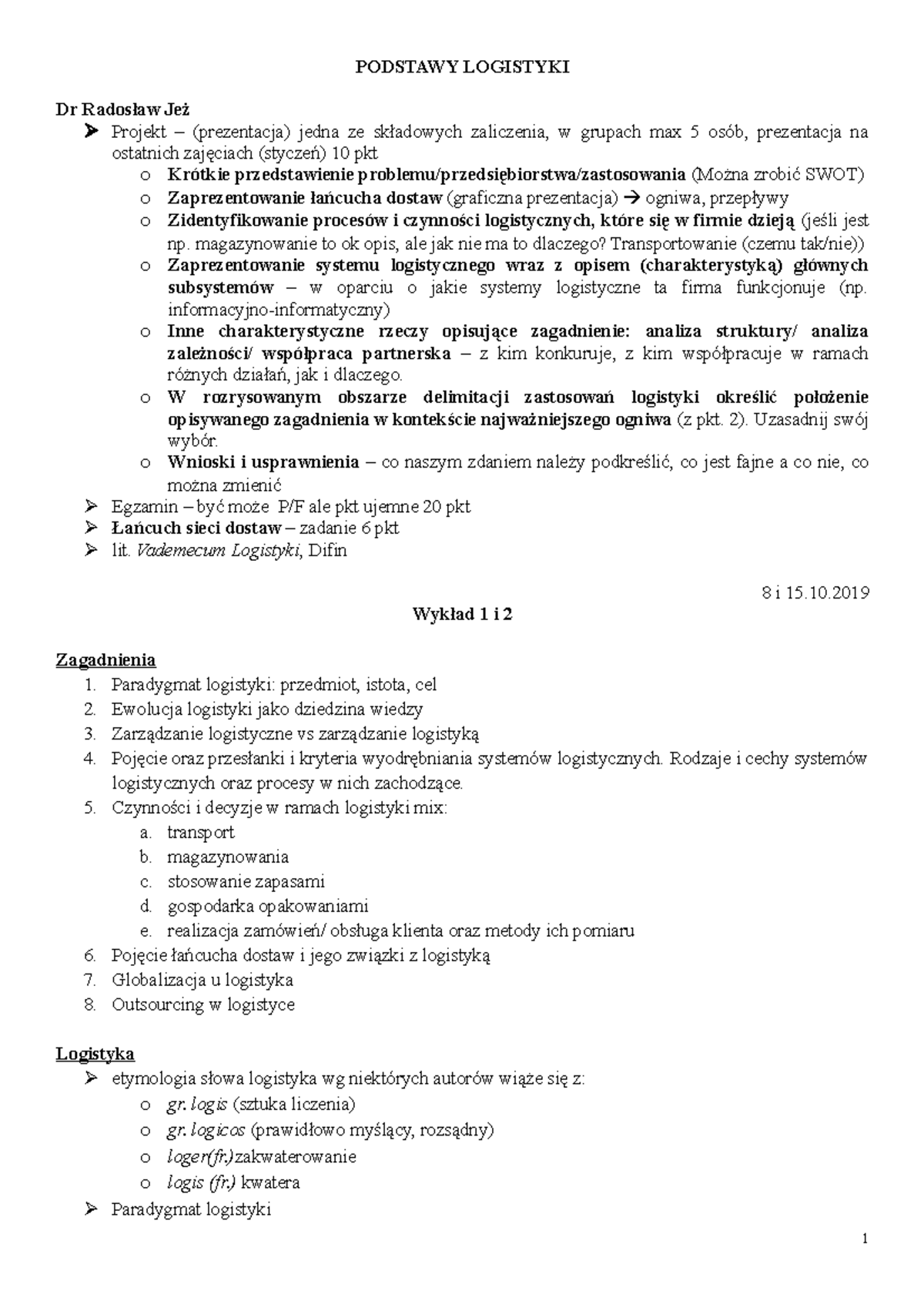 Podstawy Logistyki: Kluczowe Aspekty i Zagadnienia w Projekcie (LOG101 ...