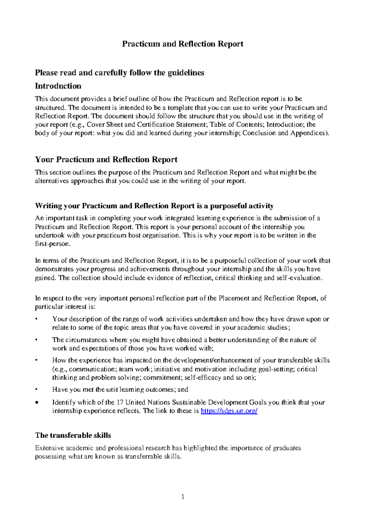 Practicum & Reflection Report Guidelines for WILG 2201/3001 Students ...