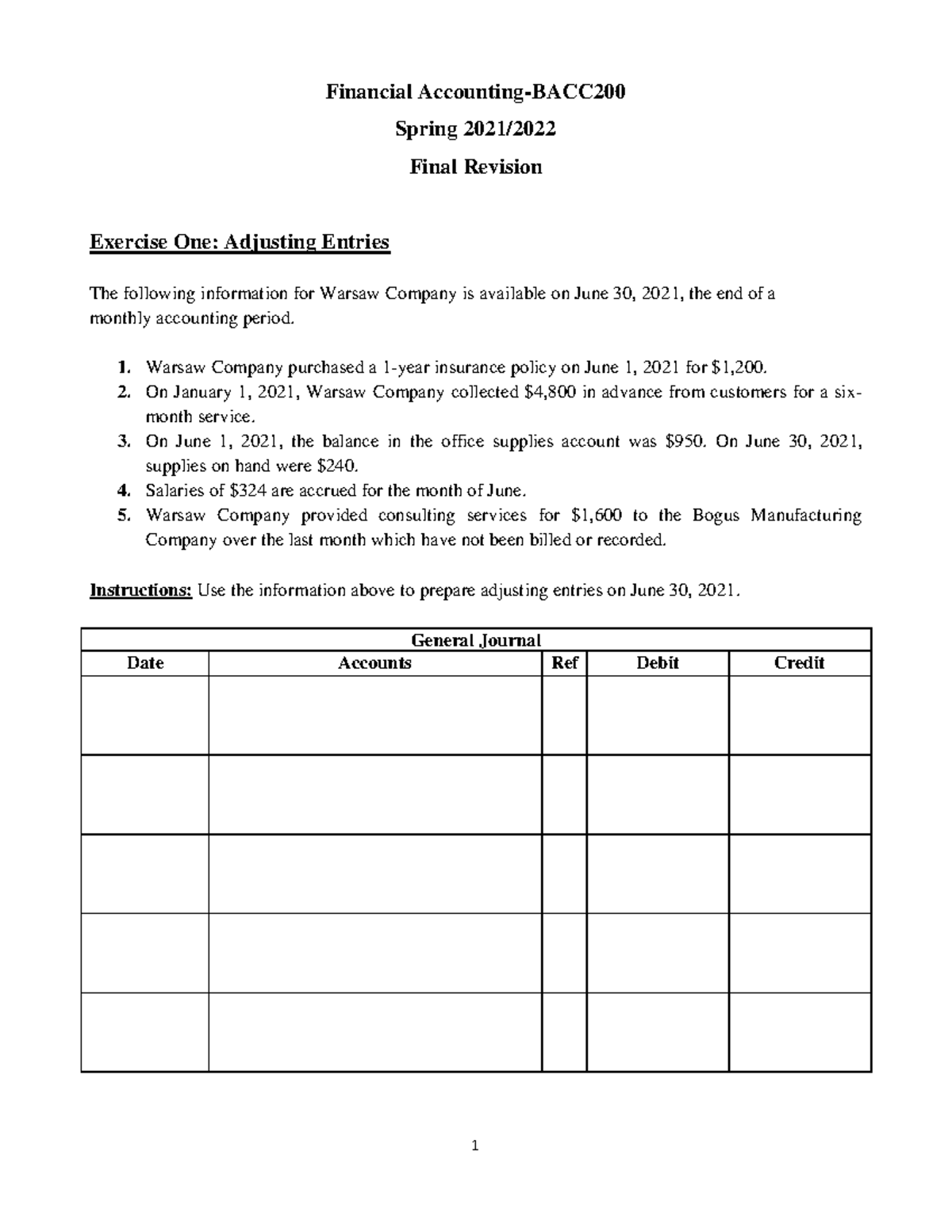 Financial Accounting BACC Spring 2021 Final Exam Revision Notes - Studocu