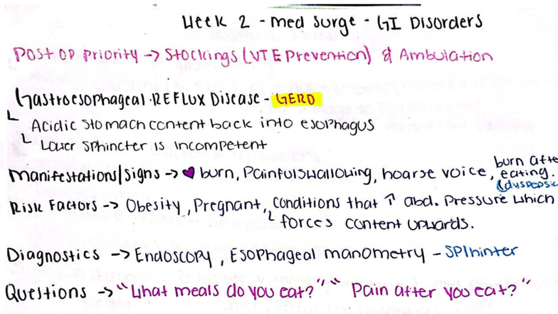 Week 2 Lecture: GI Disorders Post-Op & GERD Management (LVT E) - Studocu