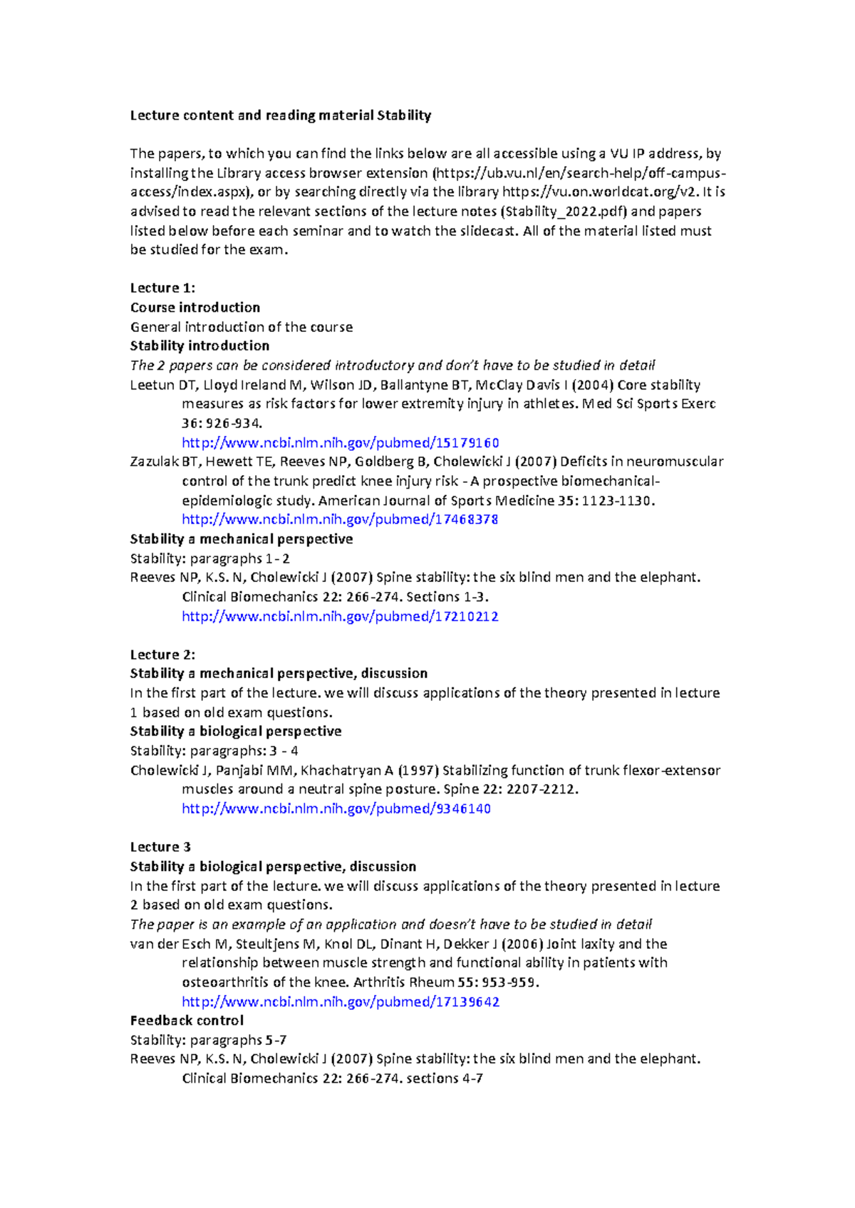 Lecture Notes and Reading Material for Stability (Course Code: STAB101 ...