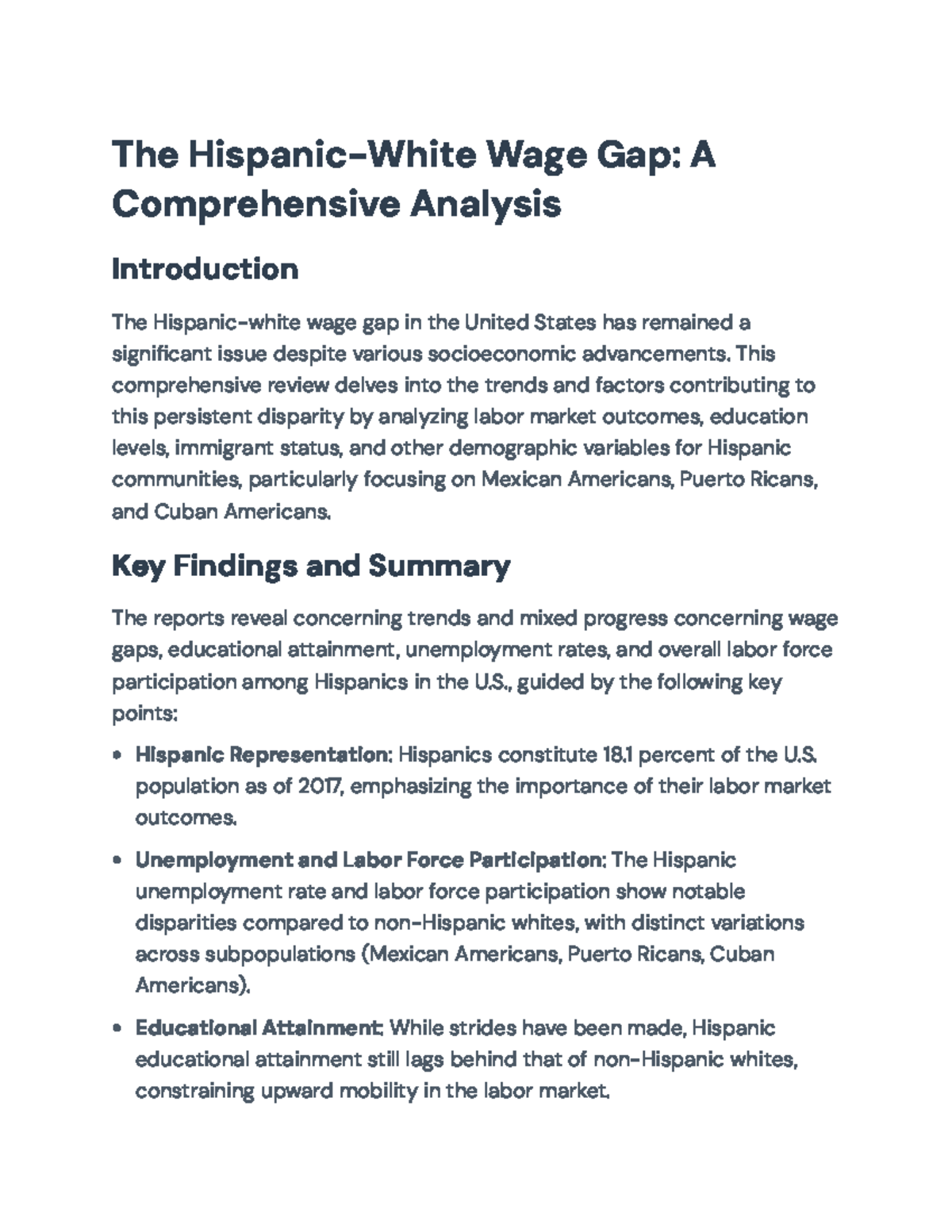 HISPANIC-WHITE Wage Gap Analysis: Trends, Causes, and Impacts - The ...