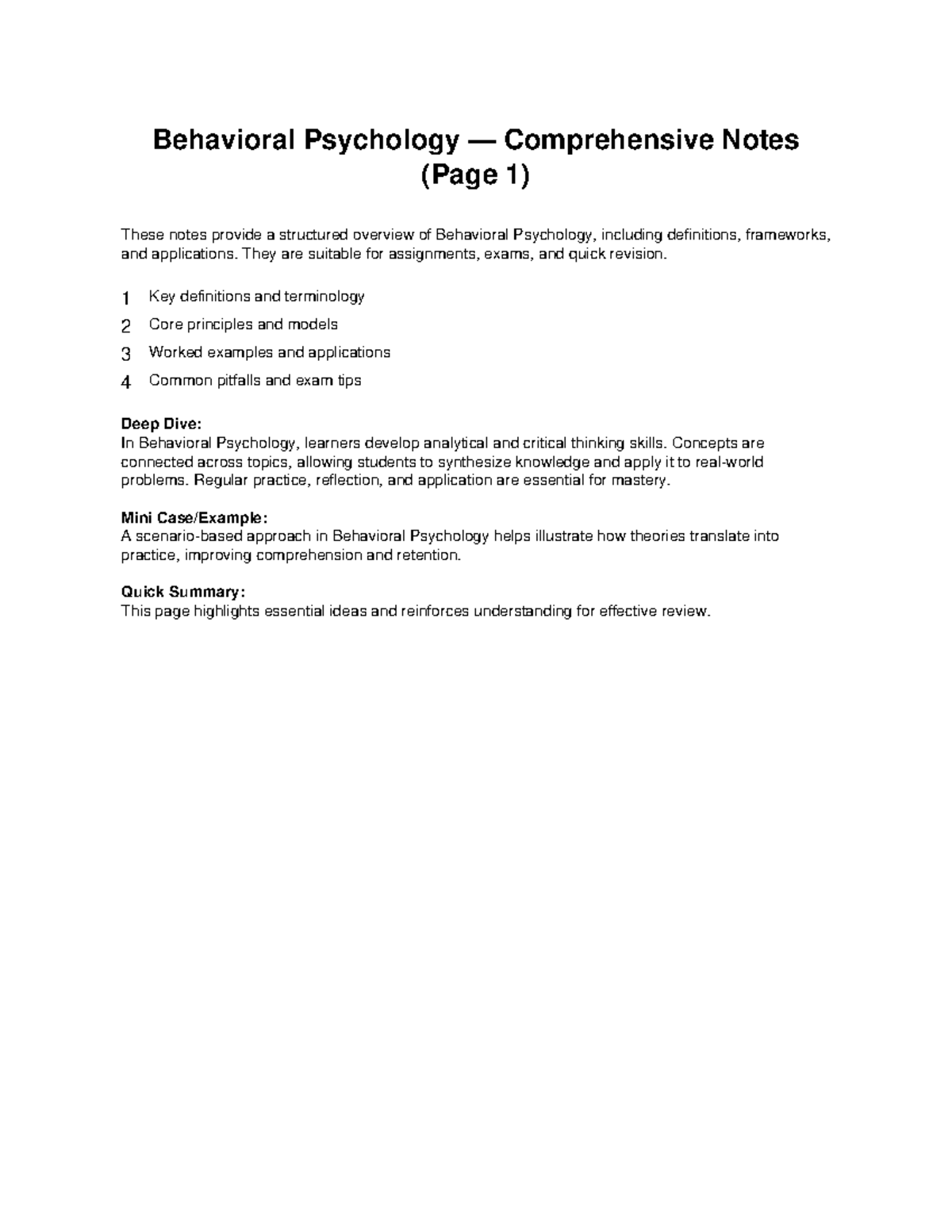 Behavioral Psychology Comprehensive Notes (22) - Studocu