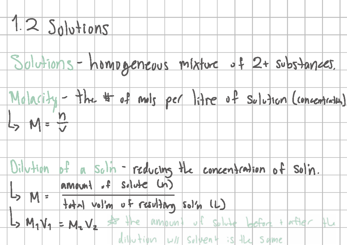 1.2 Solutions - Self-Study Concepts and Dilution Calculations - Studocu