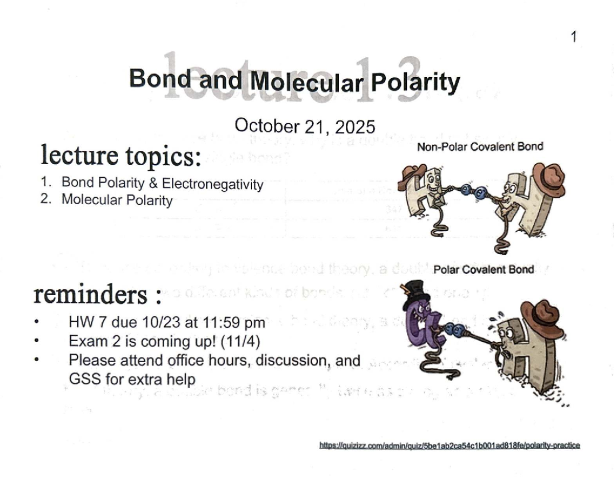 Covalent Bond & Molecular Polarity Lecture Notes (CHEM 101) - Studocu