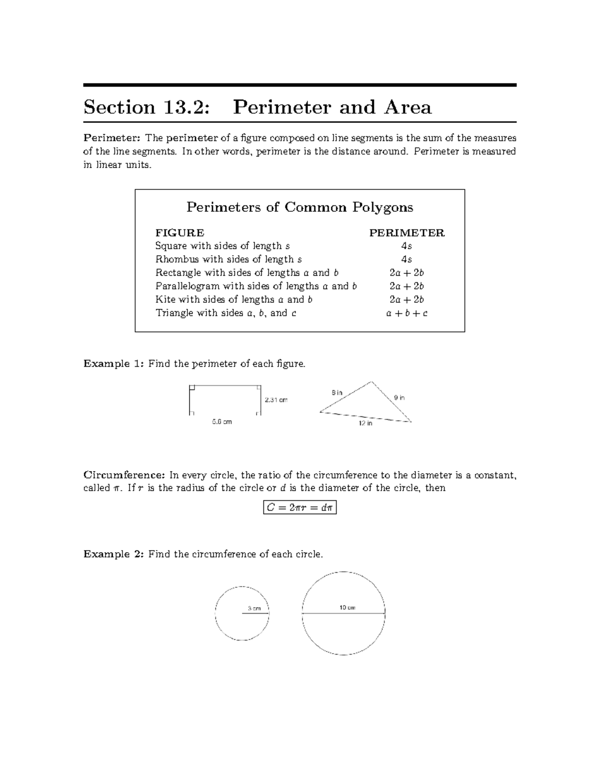 Perimeter and Area - Perimeter:Theperimeterof a figure composed on line ...