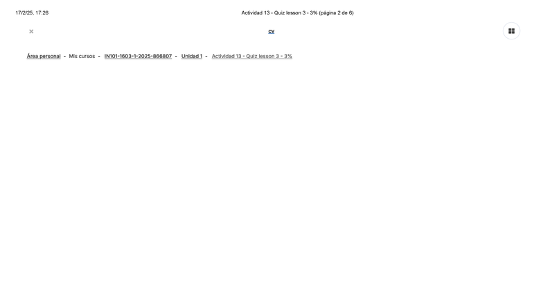 IN101 - Actividad 13 - Quiz Lesson 3 - Vocabulary Questions (3%) - Studocu