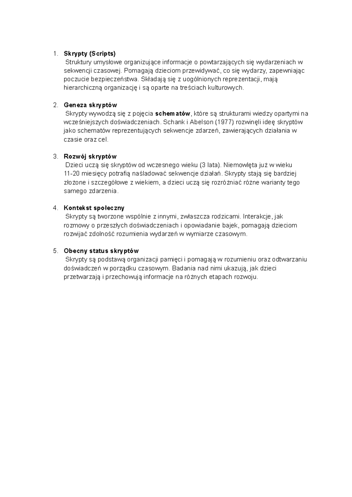 Q20 notatki schaffer - Skrypty (Scripts) Struktury umysłowe ...