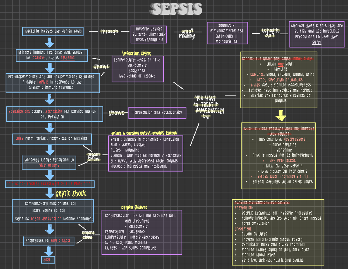 Sepsis Concept Map: Understanding Triggers & Nursing Management - Studocu