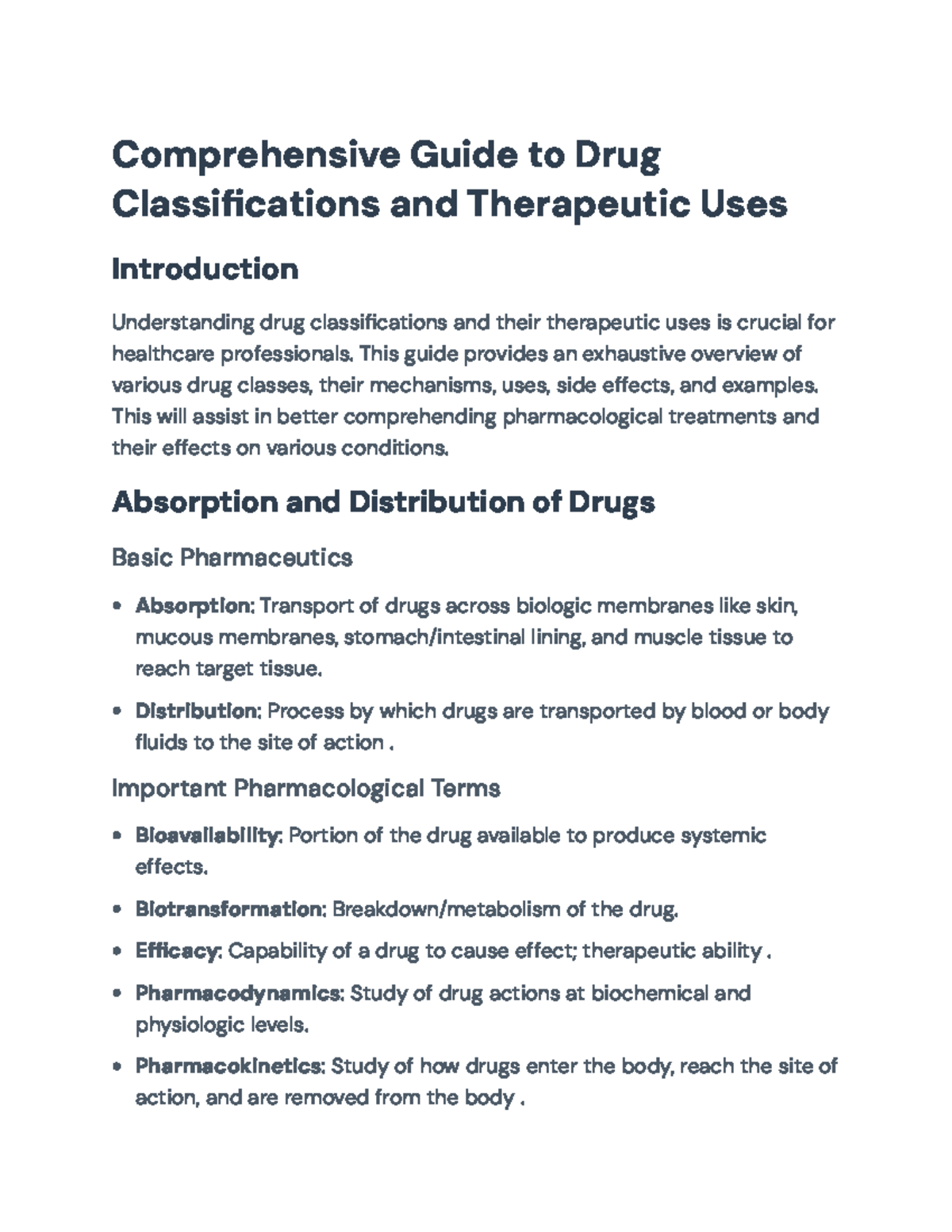 Comprehensive Guide to Drug Classifications and Therapeutic Uses ...