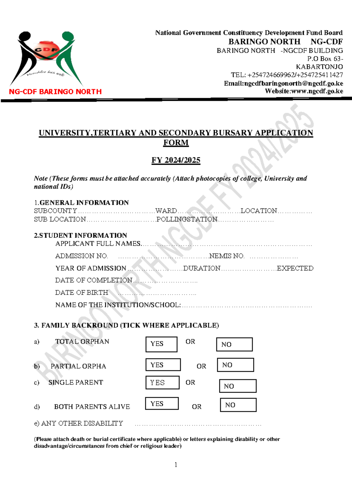 Bursary 20242025 - DRAFT SAMPLE OF A DOCUMENT FORM GRANTS - UNIVERSITY ...