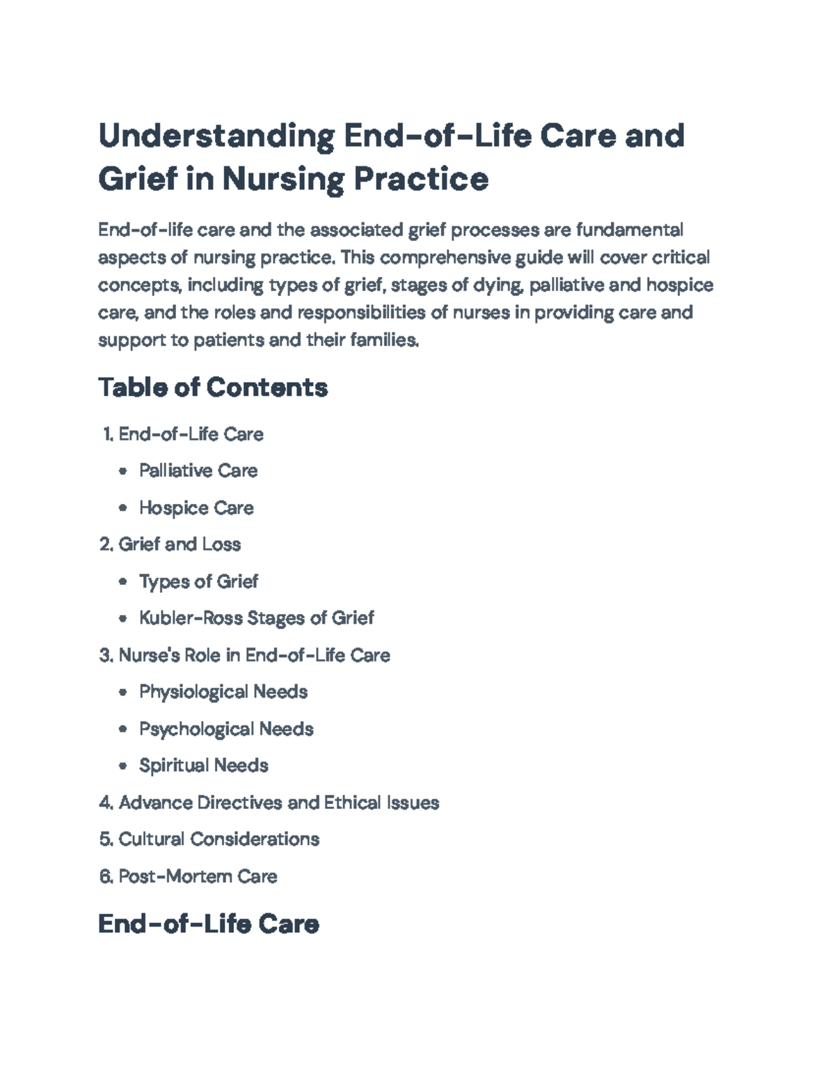 End-of-Life Care and Grief Management in Nursing Practice ...