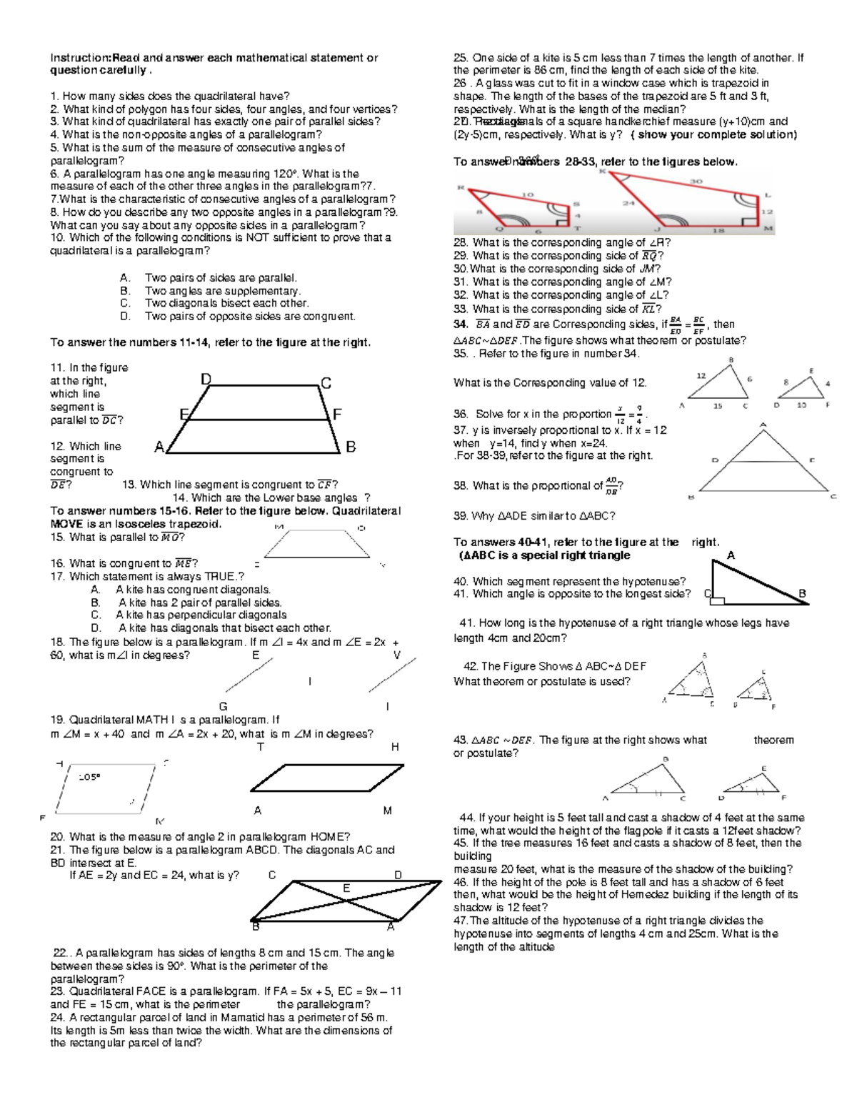 Reviewer in Science - Instruction:Read and answer each mathematical ...