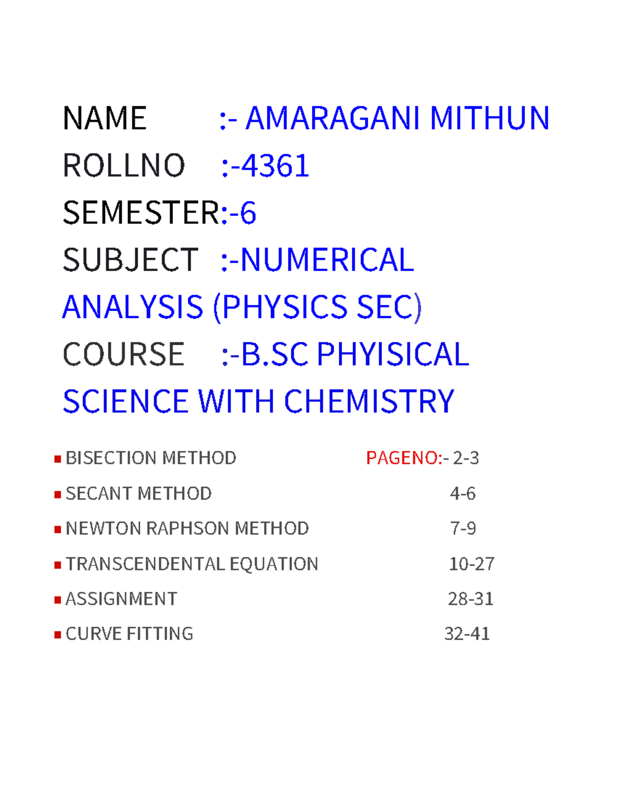 Numerical Methods Practical Report for B.Sc Physics (SEC 4361) - Studocu