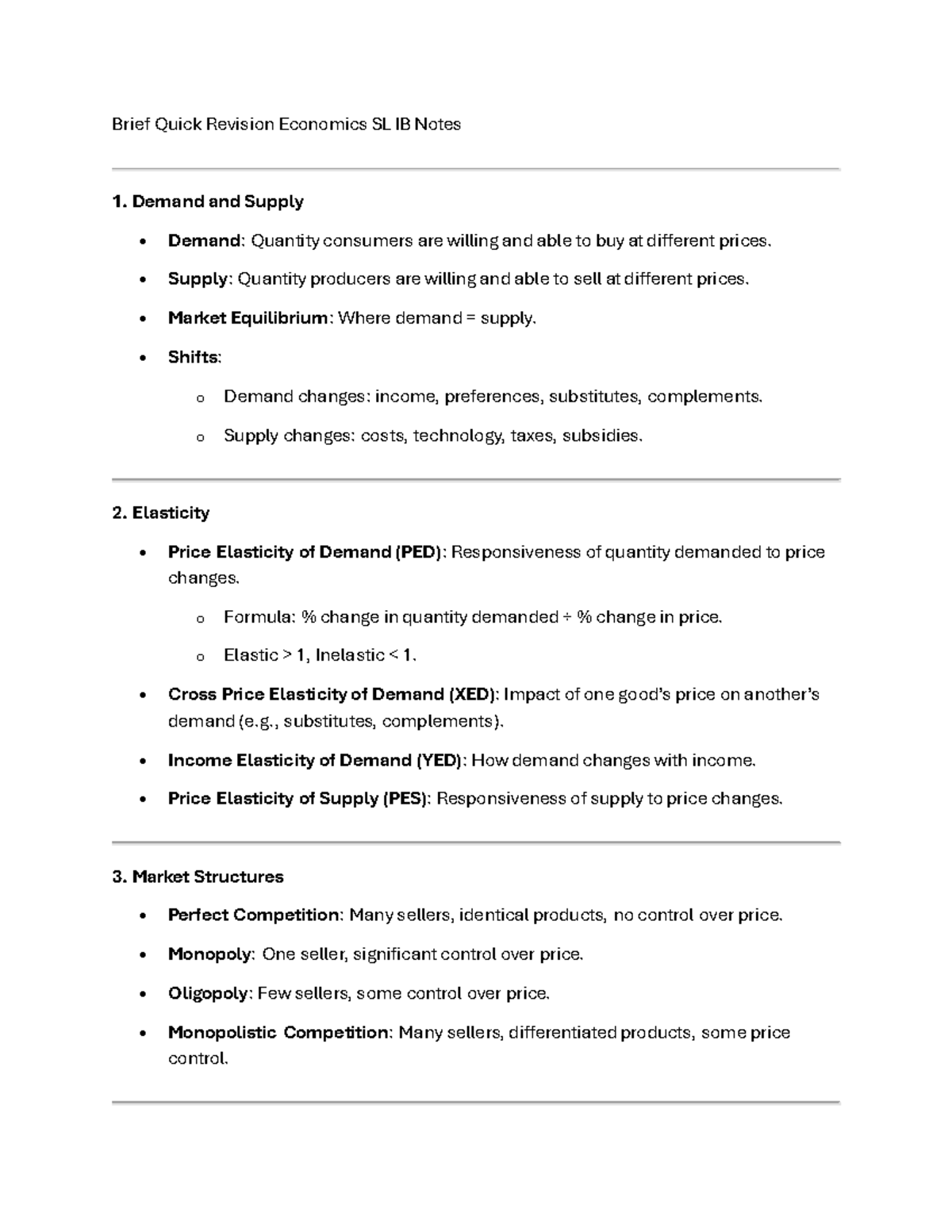 Economics SL IB Notes - Demand and Supply • Demand: Quantity consumers ...
