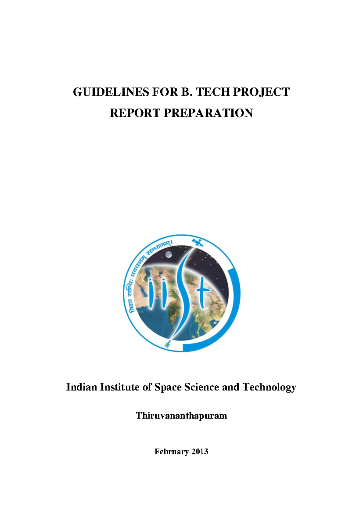 B. Tech Project Report Format Guidelines - IIST, Final Year Project ...