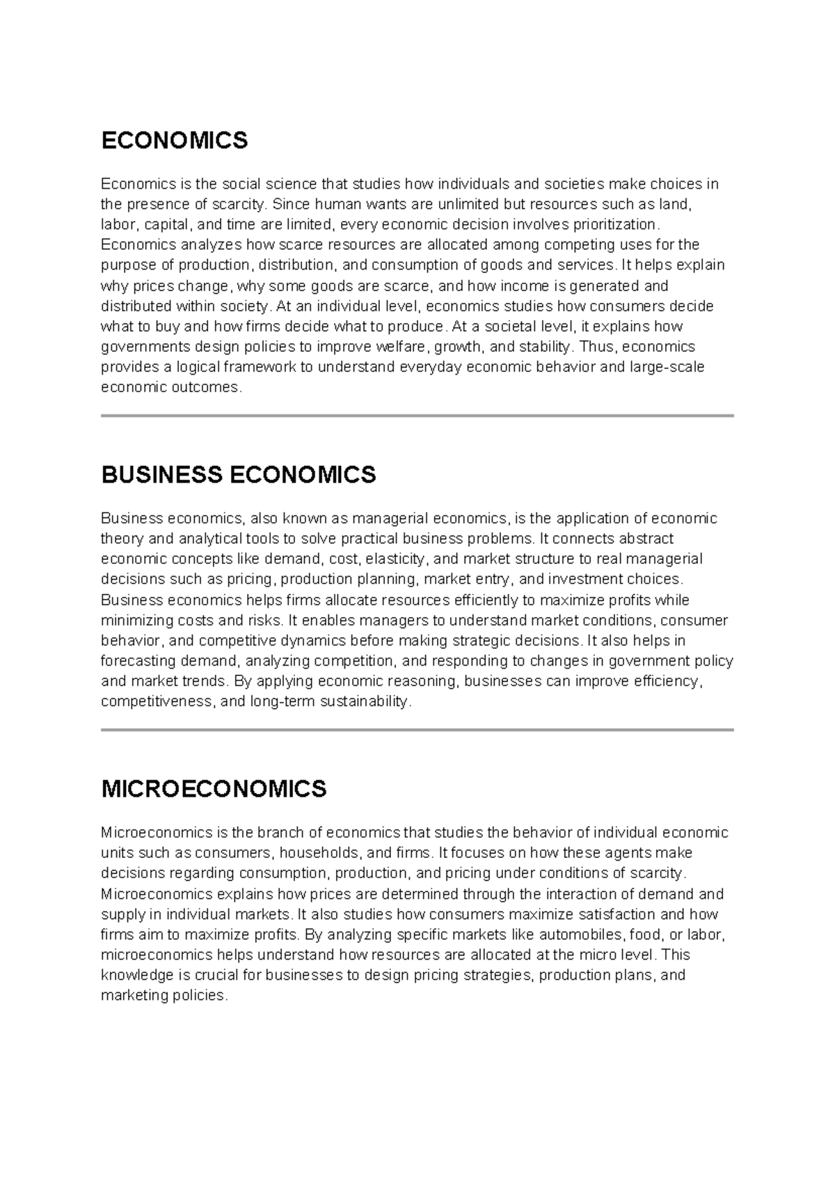 Business ECO - Comprehensive Economics Notes on Micro and Macro ...