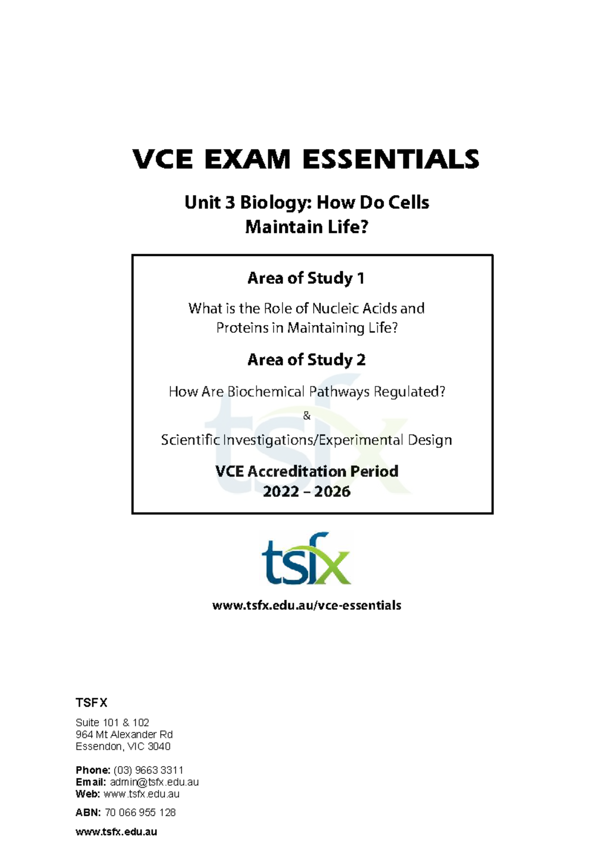 VCE Unit 3 Biology Exam Revision: Cell Function & Biochemical Pathways ...