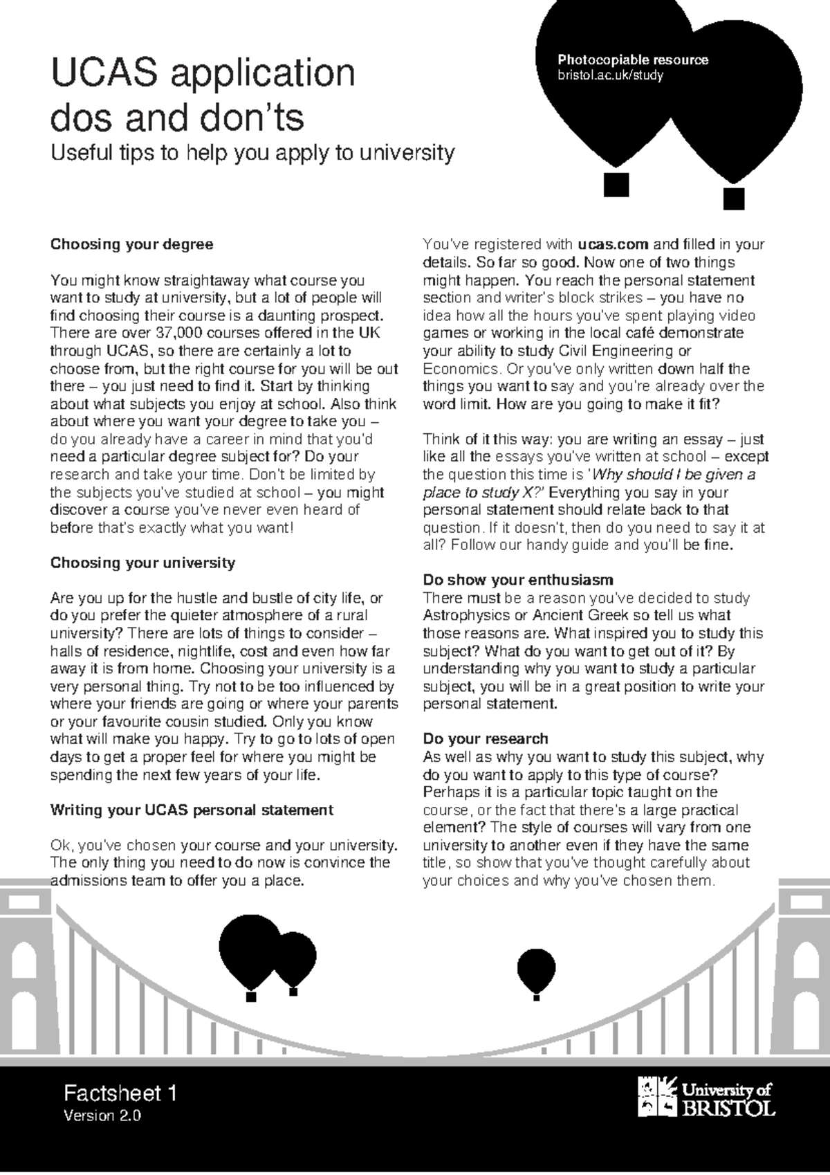 Ucasfactsheet - Gyi - UCAS application dos and don’ts Useful tips to ...