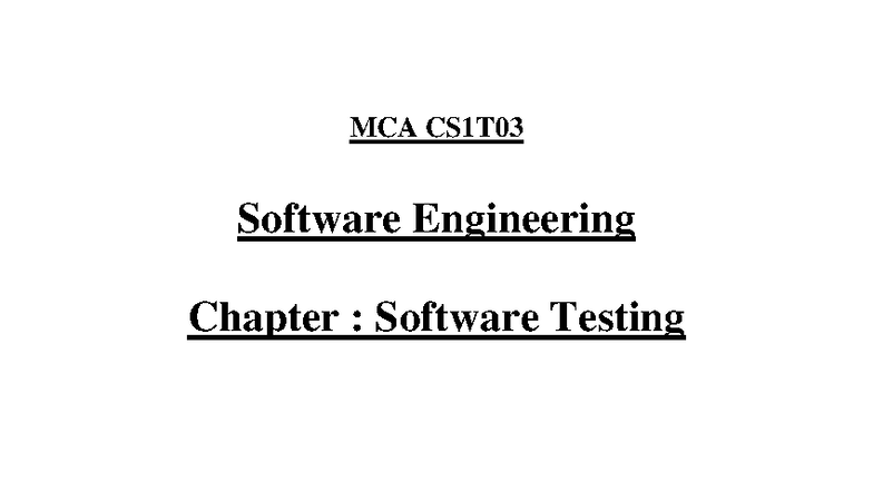 MCA CS1T03 Software Engineering Chapter: Comprehensive Guide to ...