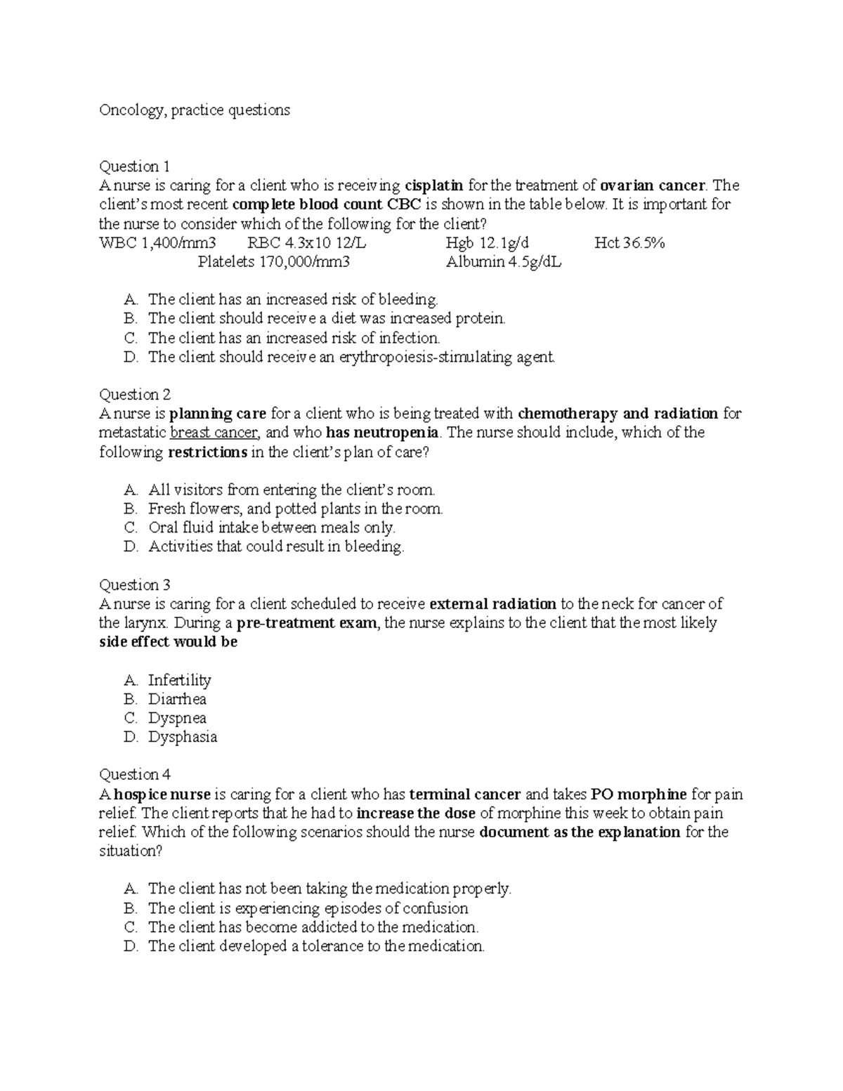 Oncology Exam Review - Key Concepts on Cancer & Treatment Strategies ...