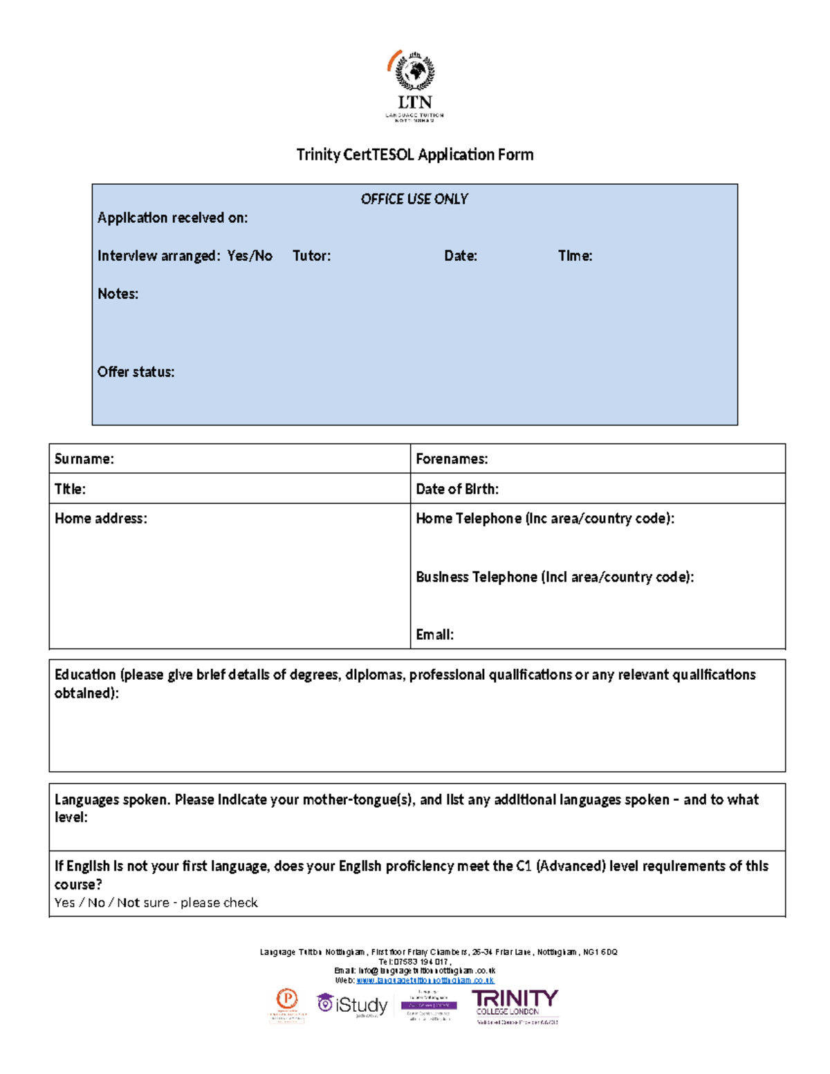 Trinity CertTESOL Application Task Guide - 2024 - Studocu