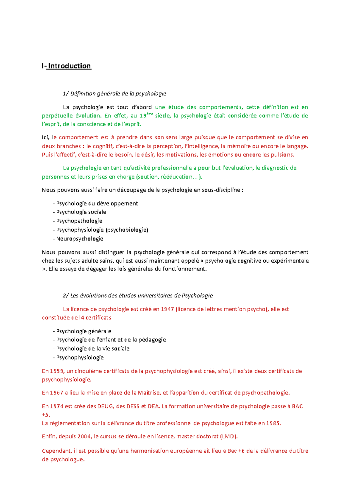 Concepts Fondamentaux et Évolutions en Psychologie - Cours de Psycho ...