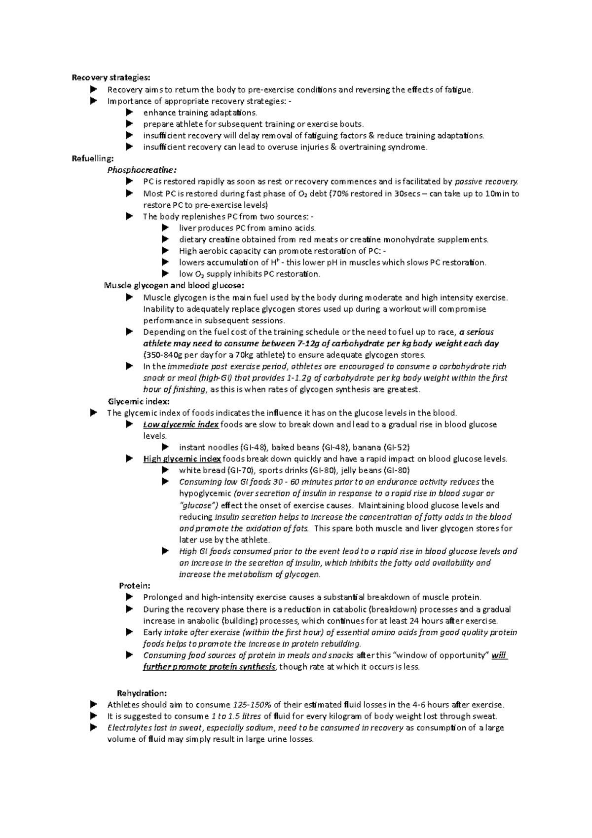 PE SAC 4 Cheat Sheet 2 - Recovery Strategies and Refueling Notes - Studocu