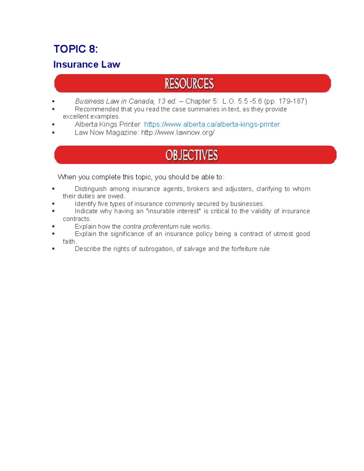 BUS 301: Insurance Law - Chapter 5 Summary & Key Concepts - Studocu