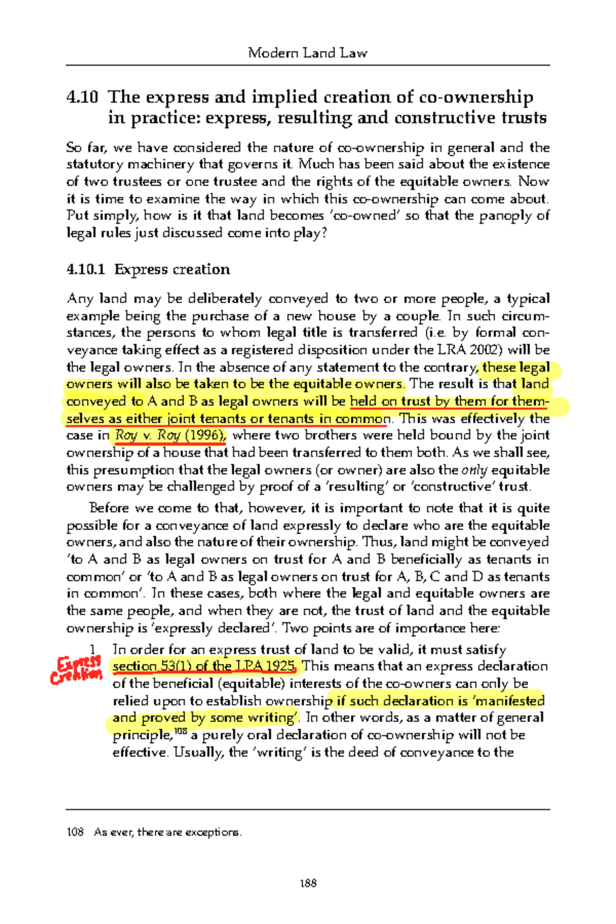 Modern Land Law 4.10: Express and Implied Trusts in Property Ownership ...