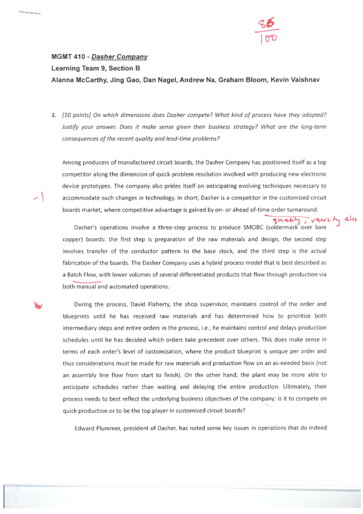 Dasher Company Case Study Analysis with Comments and Insights - Studocu